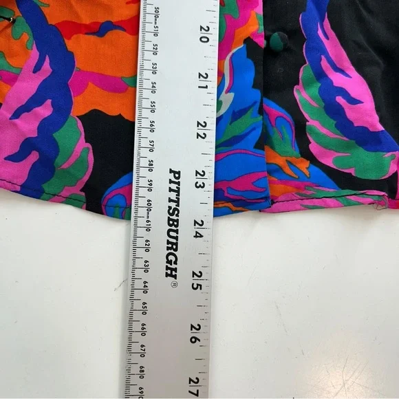 Zara Women’s L Bold Floral Print Long Sleeve Blouse 100% Viscose Artsy Boho Top - Picture 8 of 10